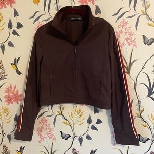 ZARA Brown Jacket with Red Accents